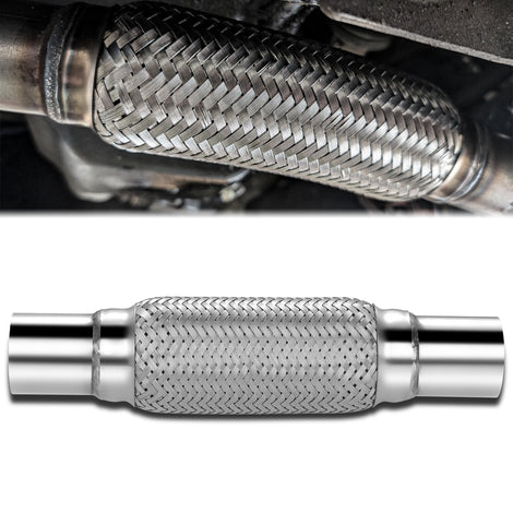 2 in. OD 12 in. L Double Braid Exhaust Flex Pipe <br> 8in. Flex Section