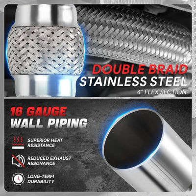 2.5 in. OD 8 in. L Double Braid Exhaust Flex Pipe <br> 4 in.Flex Section