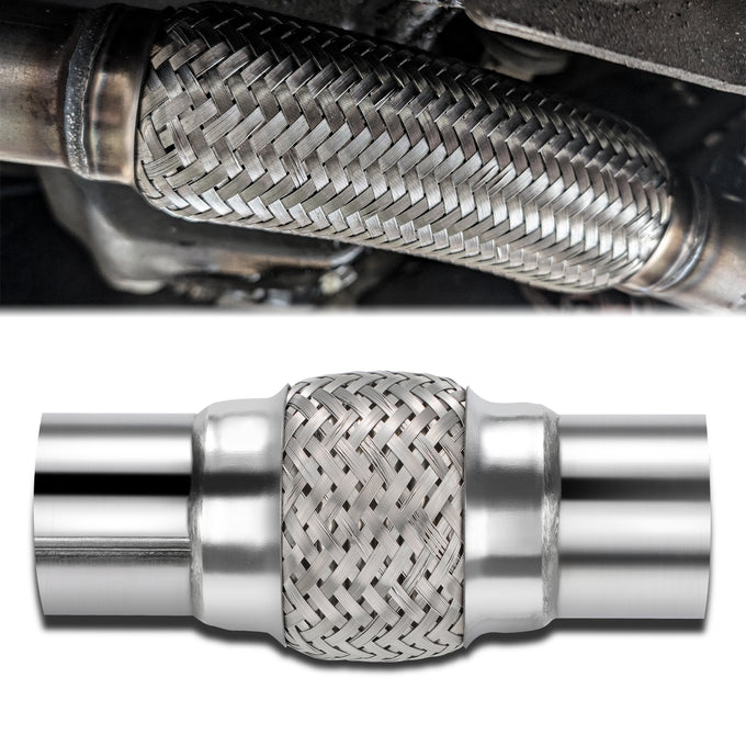 2 in. OD 8 in. L Double Braid Exhaust Flex Pipe <br> 4 in.Flex Section