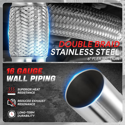 2.5 in. OD 10 in. L Double Braid Exhaust Flex Pipe <br> 6 in. Flex Section