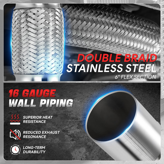 2.5 in. OD 10 in. L Double Braid Exhaust Flex Pipe <br> 6 in. Flex Section