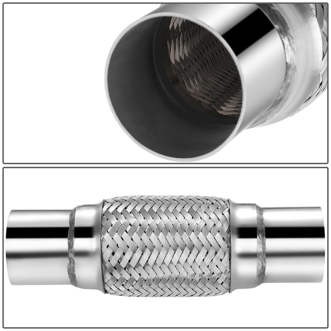 2.5 in. OD 10 in. L Double Braid Exhaust Flex Pipe <br> 6 in. Flex Section