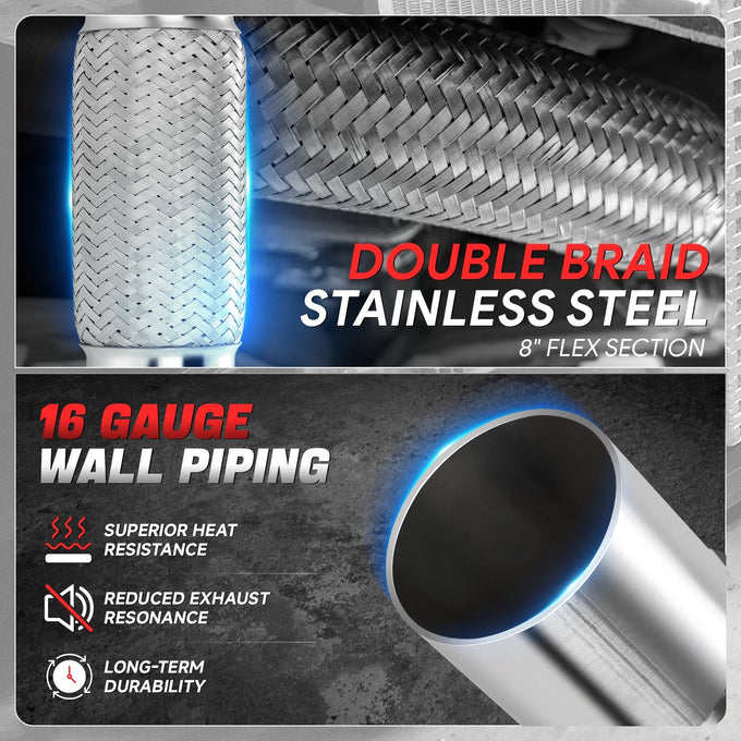 2.5 in. OD 12 in. L Double Braid Exhaust Flex Pipe <br> 8in. Flex Section