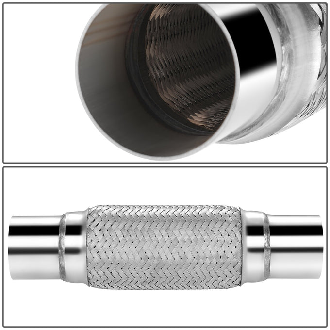 2.5 in. OD 12 in. L Double Braid Exhaust Flex Pipe <br> 8in. Flex Section
