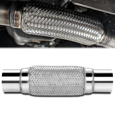2.5 in. OD 12 in. L Double Braid Exhaust Flex Pipe <br> 8in. Flex Section