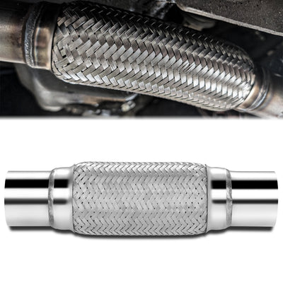 2.5 in. OD 12 in. L Double Braid Exhaust Flex Pipe <br> 8in. Flex Section