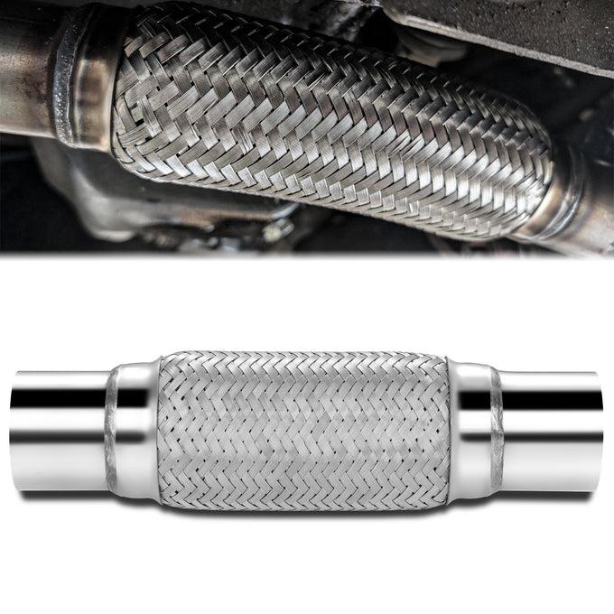 2.5 in. OD 12 in. L Double Braid Exhaust Flex Pipe <br> 8in. Flex Section