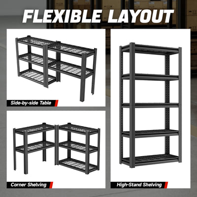 5-Tier Shelves 72in. Adjustable Storage Shelving <br>Universal