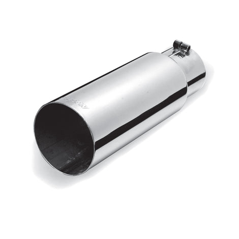 3in Polished Round Single Wall Straight Exhaust Tip <br> Inlet 2.25in; Outlet 3in; L 8in