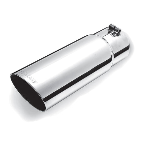 3.5in Polished Round Single Wall Angle Exhaust Tip <br> Inlet 2.50in; Outlet 3.5in; L 8in