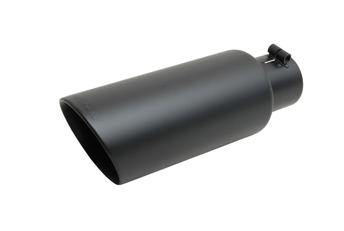 Black Ceramic Double Walled Angle Exhaust Tip <br> Inlet 3.0in; Outlet 4.00in; L 12in