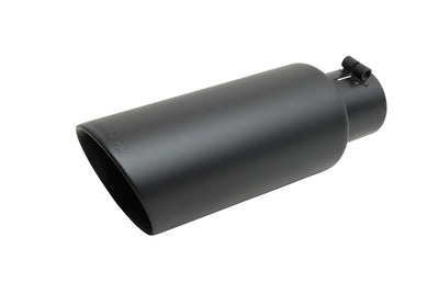 Black Ceramic Double Walled Angle Exhaust Tip <br> Inlet 4.00in; Outlet 5.00in; L 12in
