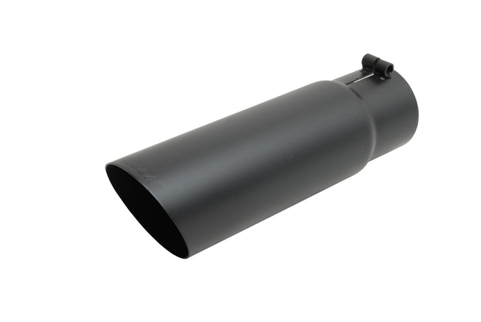 Black Ceramic Single Wall Angle Exhaust Tip <br> Inlet 2.50in; Outlet 4in; L 12in