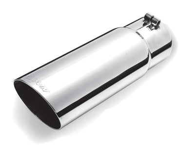 4in Polished Round Single Wall Angle Exhaust Tip <br> Inlet 2.25in; Outlet 4in; L 12in