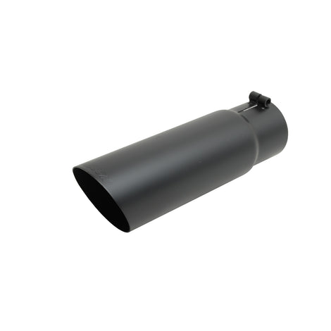 Black Ceramic Single Wall Angle Exhaust Tip <br> Inlet 2.25in; Outlet 4in; L 12in