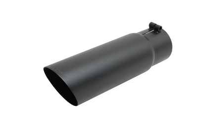 Black Ceramic Single Wall Angle Exhaust Tip <br> Inlet 3in; Outlet 5in; L 12in