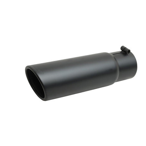 5in Black Ceramic Rolled Edge Angle Exhaust Tip <br> Inlet 3.50in; Outlet 5in; L 12in