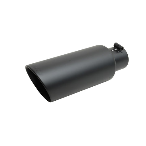 Black Ceramic Rolled Edge Angle Exhaust Tip <br> Inlet 3in; Outlet 5in; L 12in