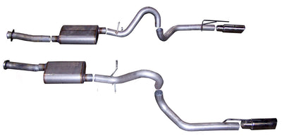 2.5in Stainless Cat-Back Dual Exhaust w/4in Tip <br> 1999-2004 Ford Mustang 4.6L
