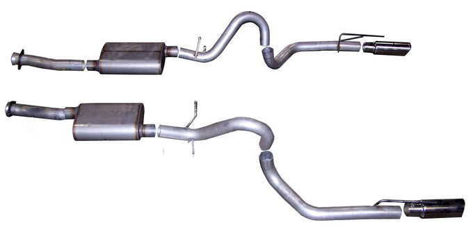 2.5in Stainless Cat-Back Dual Exhaust w/4in Tip <br> 1999-2004 Ford Mustang 4.6L