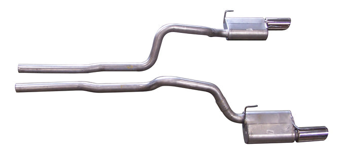 2.5in Stainless Cat-Back Dual Exhaust w/4in Tip <br> 2005-2010 Ford Mustang 4.6L,5.4L