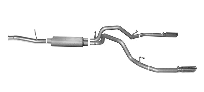 2.25in Cat-Back Dual Split Exhaust w/4in Tip <br> 10-18 Chevy Silverado 1500 GMC Sierra 1500 4.8L,5.3L
