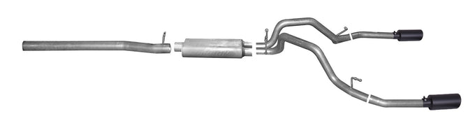 3in Cat-Back Dual Split Exhaust w/4in Tip <br> 14-18 Chevy Silverado 1500 GMC Sierra 1500 5.3L