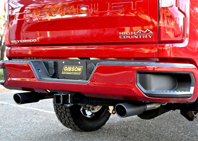2.5in Cat-Back Dual Split Exhaust w/4in Tip <br> 21-26 GMC Sierra Chevy Silverado 2500 3500 HD 6.6L