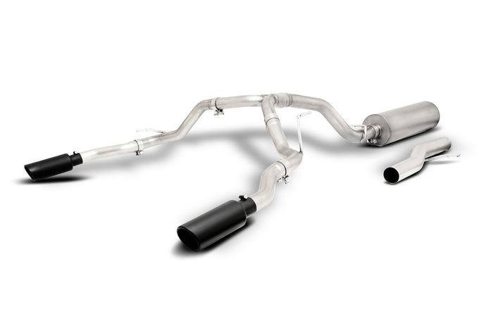 2.5in Cat-Back Dual Split Exhaust w/5in Tip <br> 21-25 GMC Yukon, Chevy Tahoe, Cadillac Escalade 6.2L