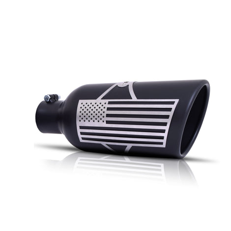 5in Black Ceramic Round Angle Exhaust Tip <br> Inlet 2.50-2.75in; Outlet 5in; L 12in