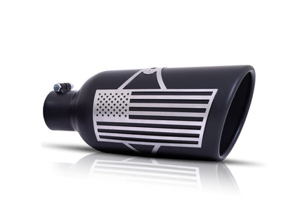 6in Black Ceramic Round Angle Exhaust Tip <br> Inlet 3.50in; Outlet 6in; L 18in