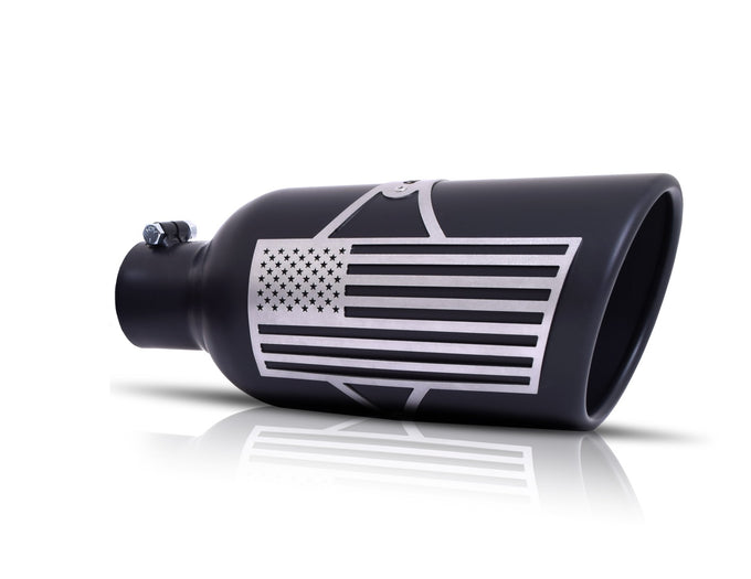 6in Black Ceramic Round Angle Exhaust Tip <br> Inlet 3.50in; Outlet 6in; L 18in
