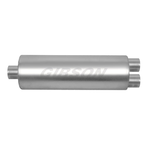SFT Superflow Offset/Dual Round Muffler, Stainless <br> 8in Round Body 3in Offsetinlet