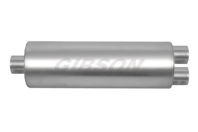 SFT Superflow Offset/Dual Round Muffler, Stainless <br> 8in Round Body 3in Offsetinlet