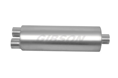 SFT Superflow Dual/Center Round Muffler, Stainless <br> 8in Round Body 3.00in Dualinlet