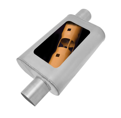 MWA Offset/Offset Oval Muffler, Stainless <br> 4x9x14in Oval Body