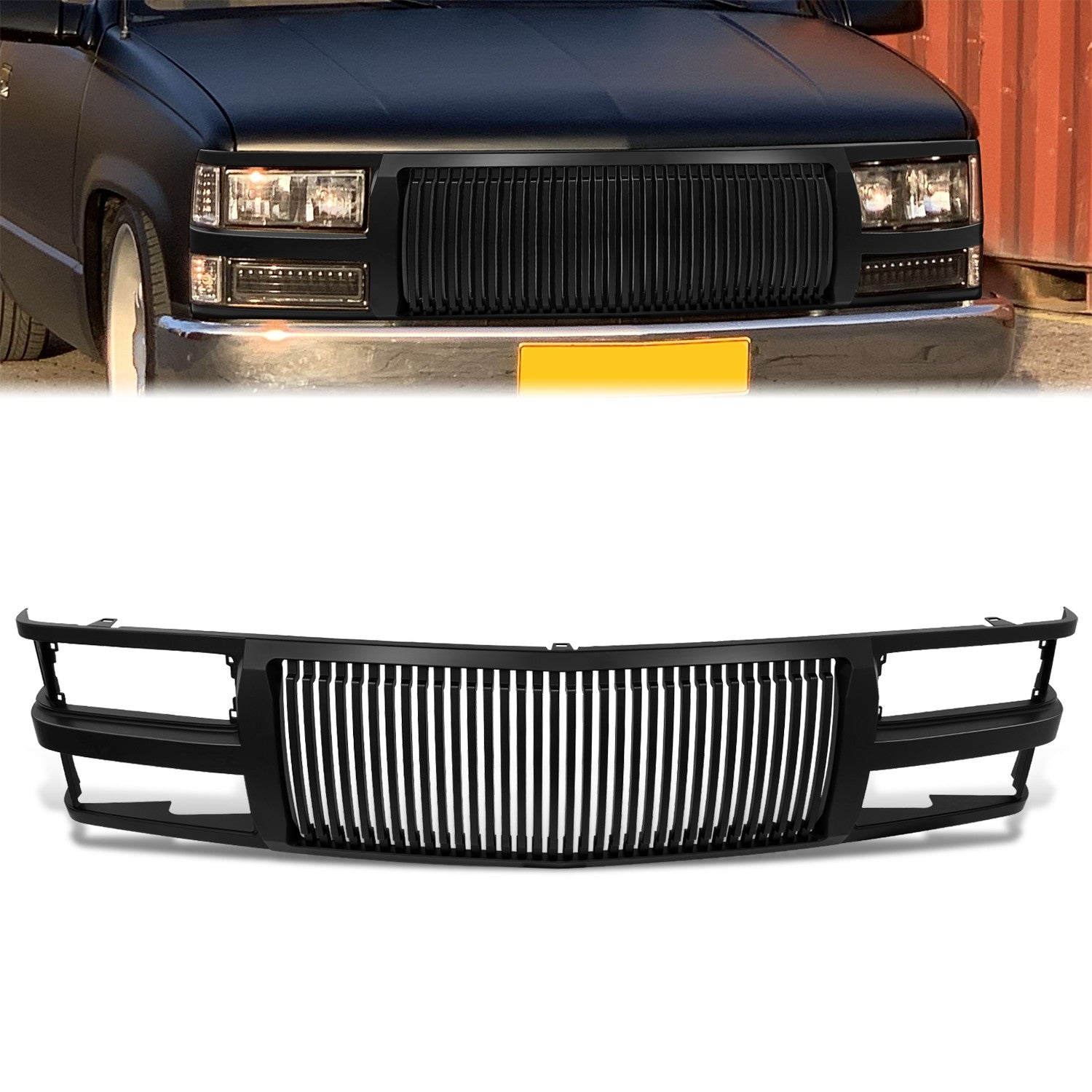 Badgeless Vertical Slat Style Front Grille<br>94-99 Chevy C/K 1500 2500 3500 Blazer, 95-00 Tahoe