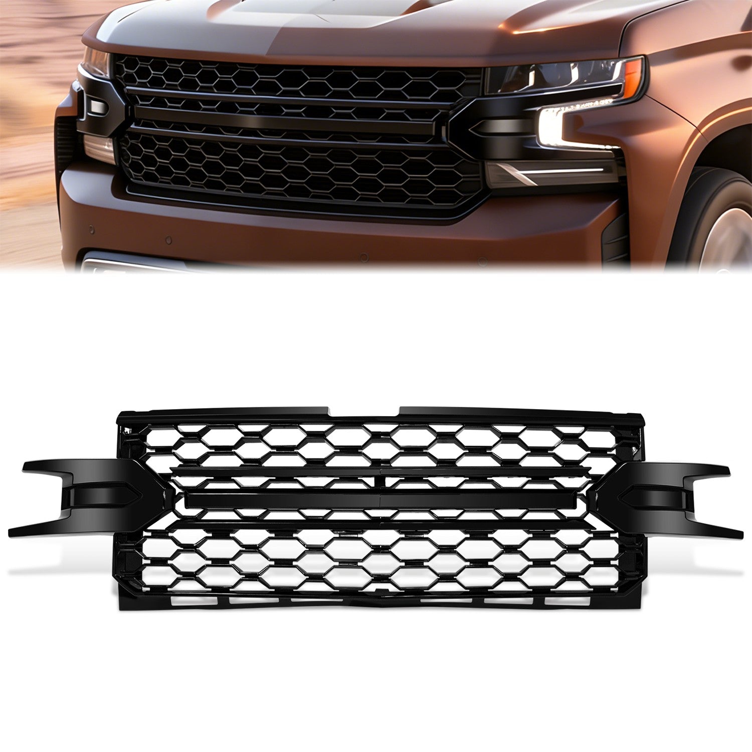 Black Honeycomb Style Mesh Front Grille<br>19-22 Chevy Silverado 1500, 2022 1500 LTD