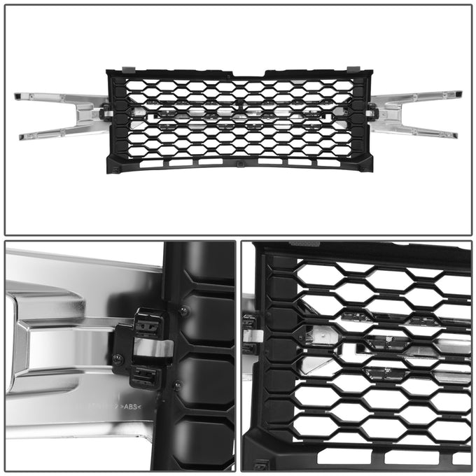 Badgeless Honeycomb Mesh Front Grille<br>19-21 Chevy Silverado 1500, 2022 LTD