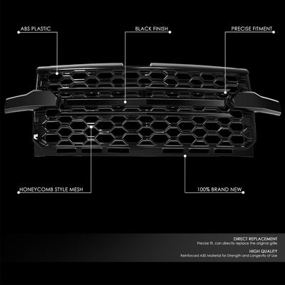 Glossy Black Honeycomb Style Mesh Front Grille<br>19-22 Chevy Silverado 1500, 2022 1500 LTD