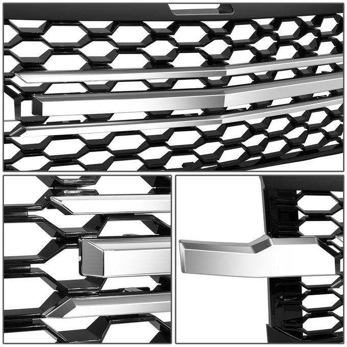 Black/Chrome Honeycomb Style Mesh Front Grille<br>19-22 Chevy Silverado 1500, 2022 1500 LTD