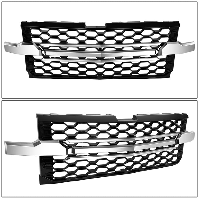 Black/Chrome Honeycomb Style Mesh Front Grille<br>19-22 Chevy Silverado 1500, 2022 1500 LTD