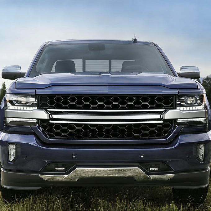 Black/Chrome Honeycomb Style Mesh Front Grille<br>19-22 Chevy Silverado 1500, 2022 1500 LTD