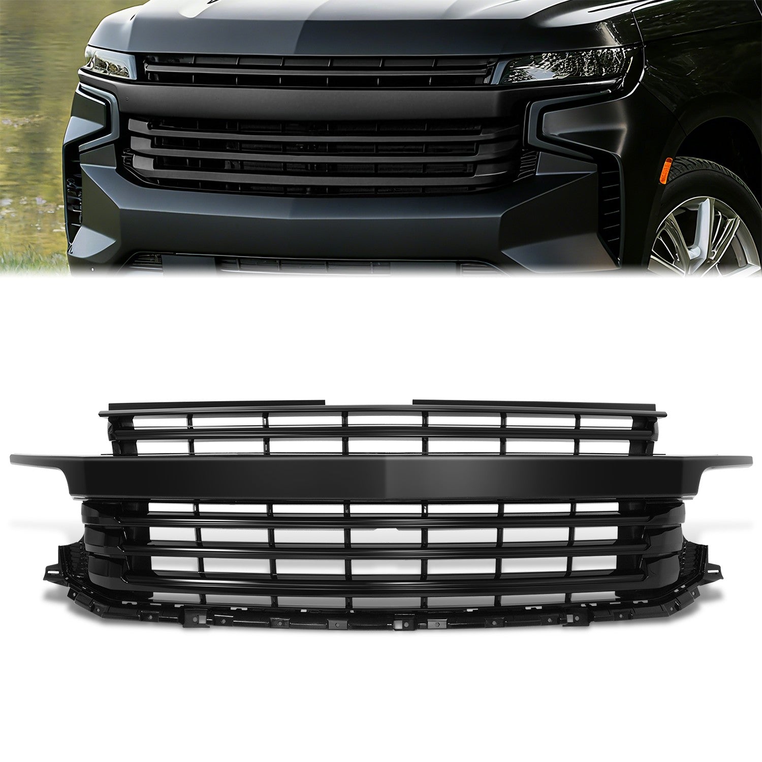 Badgeless Horizontal Slat Grille<br>19-21 Chevy Silverado 1500, 2022 LTD
