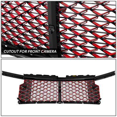 Black/Red Badgeless Diamond Mesh Front Grille<br>22-26 Chevrolet Silverado 1500