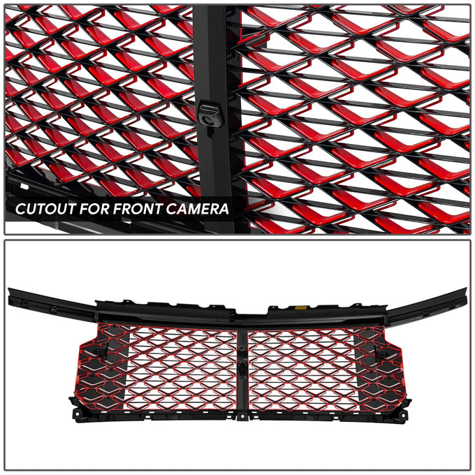 Black/Red Badgeless Diamond Mesh Front Grille<br>22-26 Chevrolet Silverado 1500