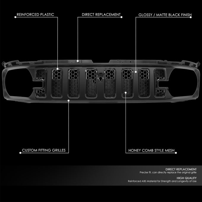 Glossy/Matte Black Honeycomb Style Mesh Front Grille<br>21-25 Ford Bronco Sport