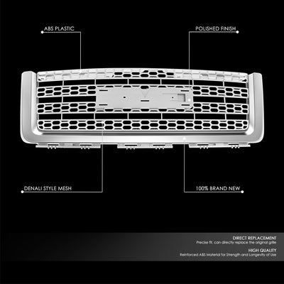 Chrome Denali Style Mesh Front Grille<br>07-13 GMC Sierra 1500