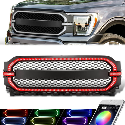 LED DRL Turn Signal Switchback Front Grille <br>21-23 Ford F-150