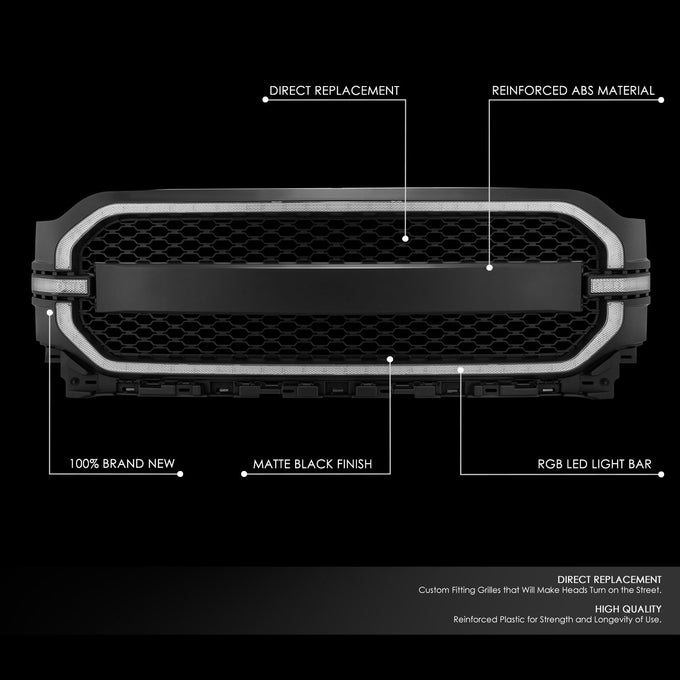 LED DRL Turn Signal Switchback Front Grille <br>21-23 Ford F-150
